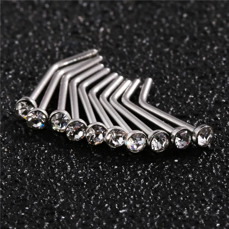 10 pcs Punk Style Stainless Steel Piercing Nose Lip Jewelry Body Jewelry For Man Women Studs 1.8mm Pick hip hop nose stud