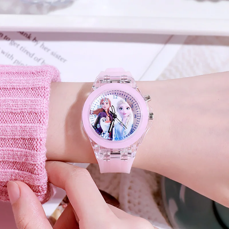 Disney Frozen Princess Sophia Pattern children's watch Silica gel jelly Luminous Cartoon LED toy watch Girl child toy