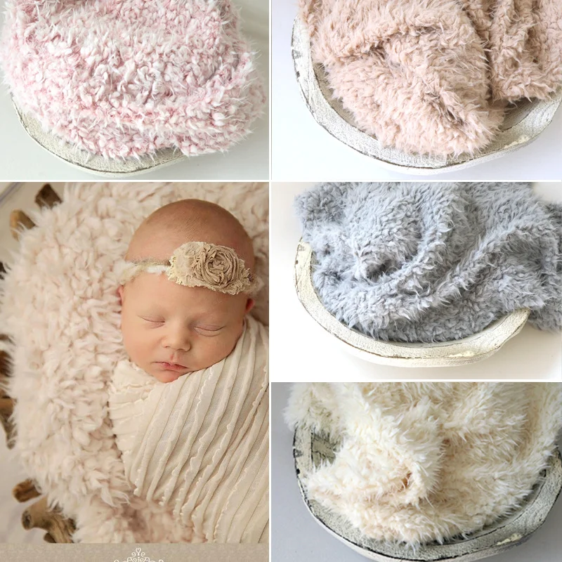 

2021 Newborn Backdrop Faux Fur Flokati Rug Blanket Shoot Studio Accessories Set for Baby Photography Props Basket Stuffer Posing