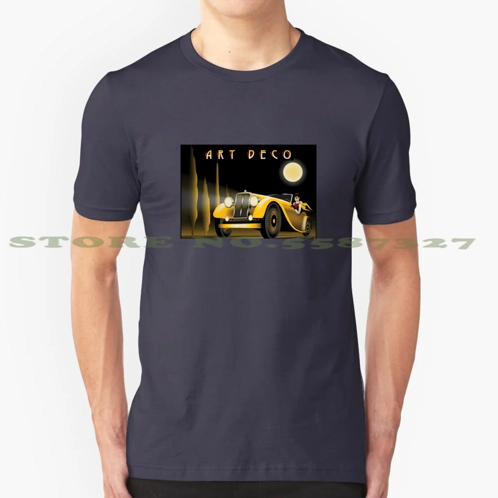 Art Deco Lady In Rolls Royce Car 100% Cotton T-Shirt Artdeco Car Lady Retro Vintage Traditional Twenties 1920S Rols Royce