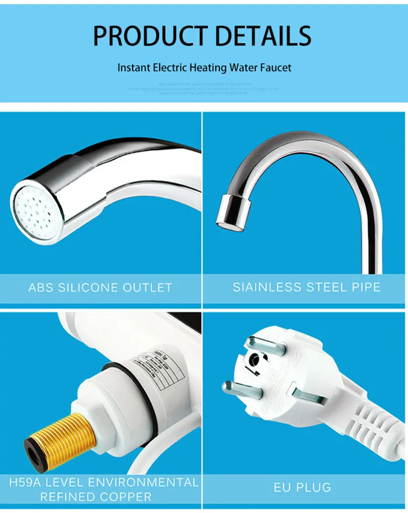 Tankless Hot Water Heater Faucet Shower Instant Electric Tap for Kitchen Heating Instant Faucet for Bathroom