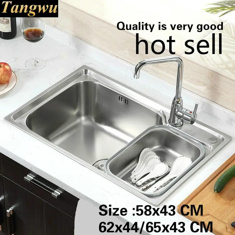 

Free shipping Standard kitchen single trough sink wash the dishes food-grade stainless steel hot sell 580x430/620x440/650x430 MM