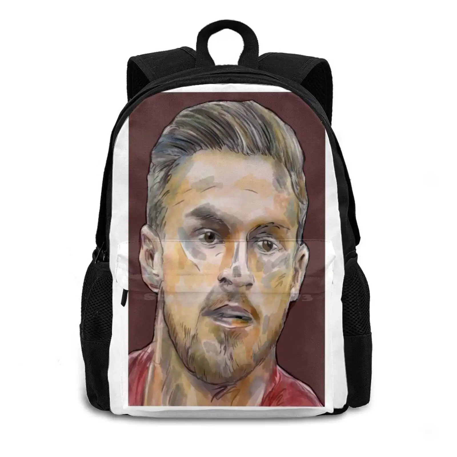 Aaron Ramsey Pattern Design Bag Student'S Backpack Aaron Ramsey Wales Football Soccer Sport