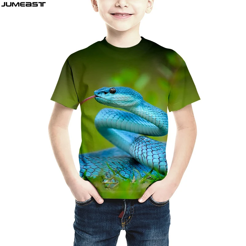 Jumeast Unisex 3D Hip Hop Snake Print T-Shirt Summer Fashion Short Sleeve Kids Sport Pullover Top for Children
