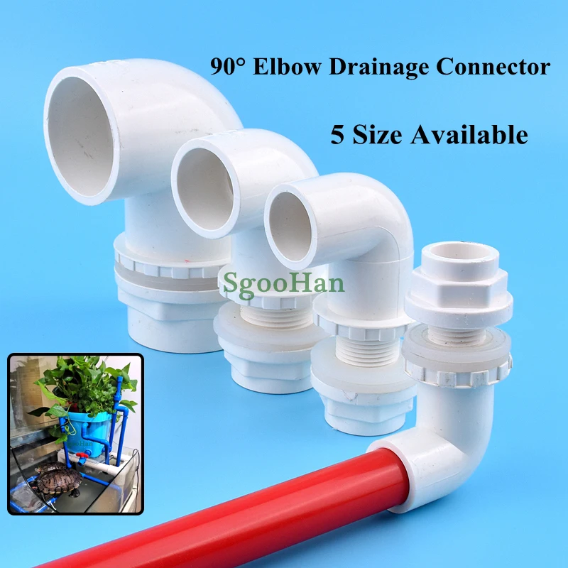 1PC ID 20~50MM PVC Pipe Aquarium Fish Tank Straight Drainage Connectors Overflow Thread Home DIY Water Tank Supply Elbow Joints