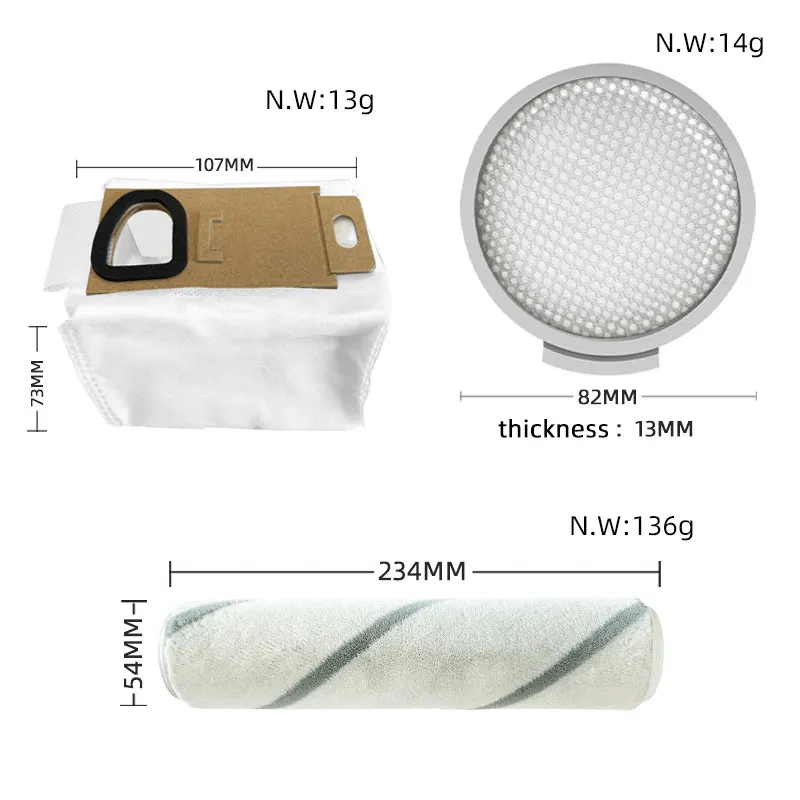 Xiaomi Mijia Mi Máy Hút Bụi Cầm Tay SCWXCQ1RR / Roborock H6 Không Dây Hút Chân Không Thay Thế Phần Bàn Chải Mềm Trước Lọc Túi Bụi