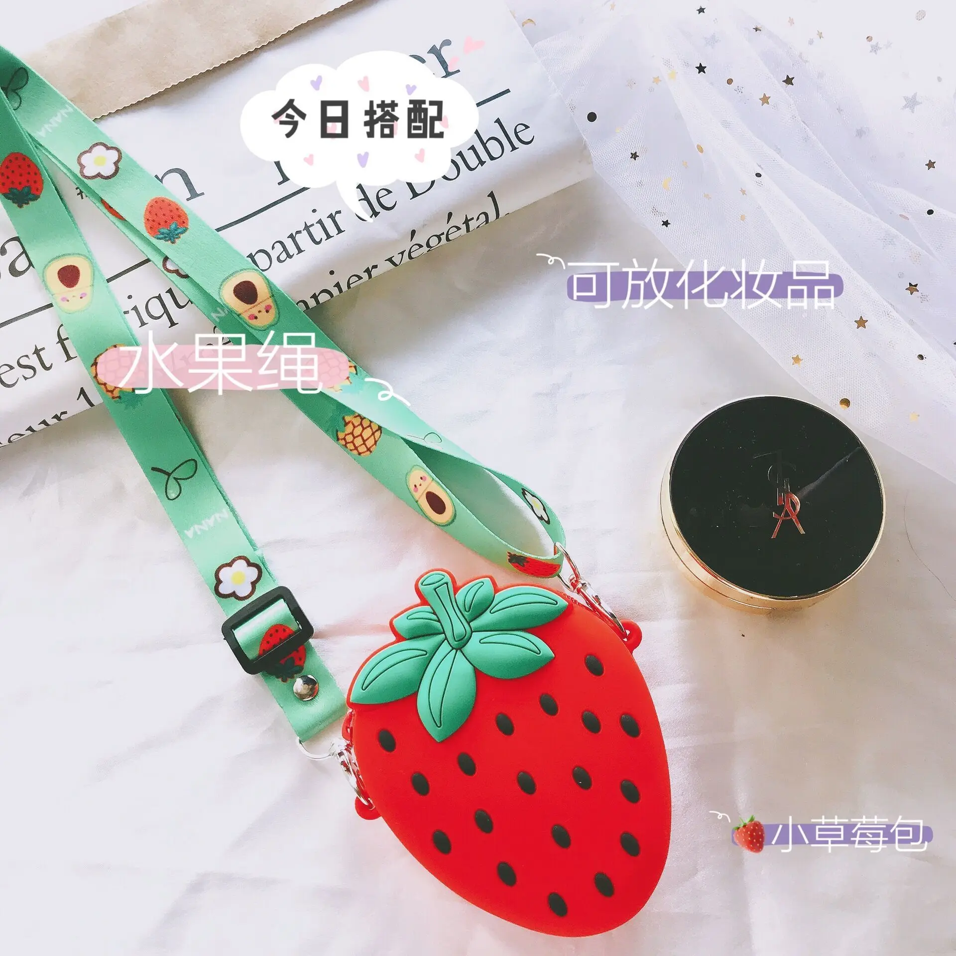 Cute Fruit Children Small Shoulder Bags Fashion Girls Mini Strawberry Crossbody Bags Lovely Kids Jelly Coin Purse Wallet Handbag