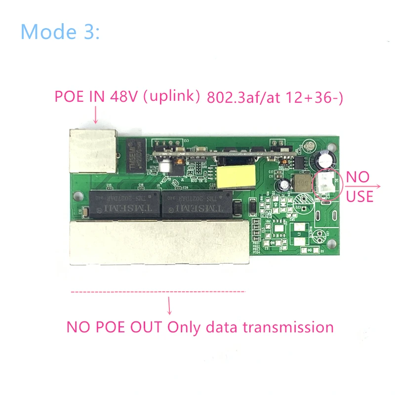 Commutateur de puissance inversée POE IN/out5 V/12V/24V 90W/5 = 315W 100mbps 802.3AT 45 + 78- DC5V ~ 35V, série longue distance Force POE