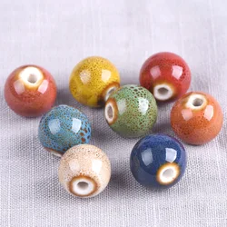 10pcs Round 14mm Fancy Glaze Ceramic Porcelain Loose Spacer Beads Lot For Jewelry Making DIY