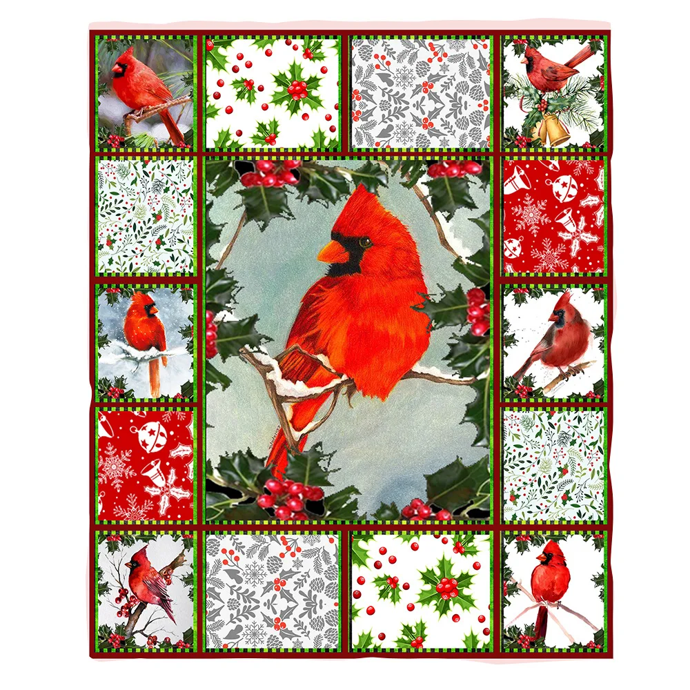 Christmas Bird Fleece Blanket 3D full printed Wearable Blanket Adults/kids Fleece Blanket Sherpa Blanket Drop Shipping 03