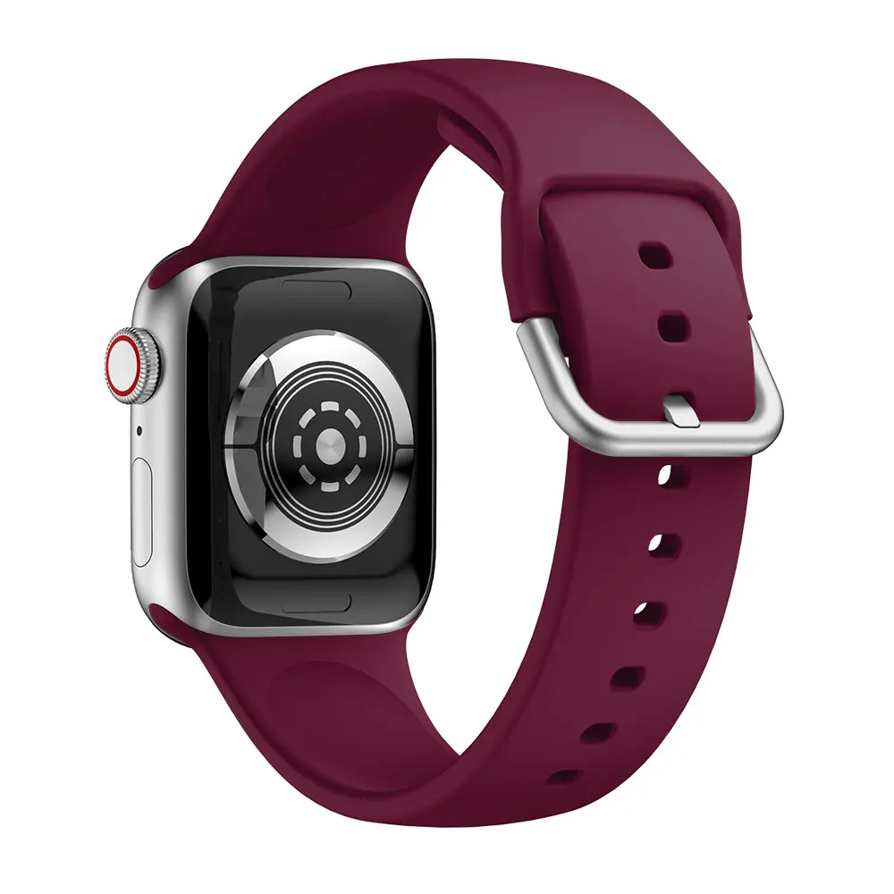 حزام سيليكون الرياضة باند لآبل ووتش 6 5 4 3 2 1 42 مللي متر 38 مللي متر المطاط Watchstrap سوار العصابات ل Iwatch 6 5 4 3 40 مللي متر 44 مللي متر