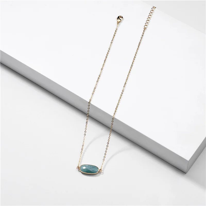 Fashion Jewelry Summer Dainty Necklace-Geometric Natural Stone Pendant Necklaces for Women