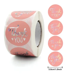 100-500Pcs 1/1.5 Inch Pink Thank You Stickers Envelope Baking Seal Labels Party Decor Stickers Small Shop Gift Packaging Sticker