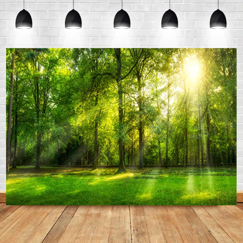 المناظر الطبيعية الغابات الخضراء خلفيات للتصوير الفوتوغرافي الطفل حفلة عيد ميلاد ديكور صور خلفية التصوير الفوتوغرافي لاستوديو الصور