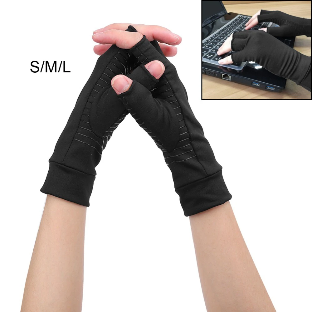 

Open Finger Arthritis Compression Gloves Copper Infused Content Therapy Gloves Posture Corrector Health Care Body Hand Corrector