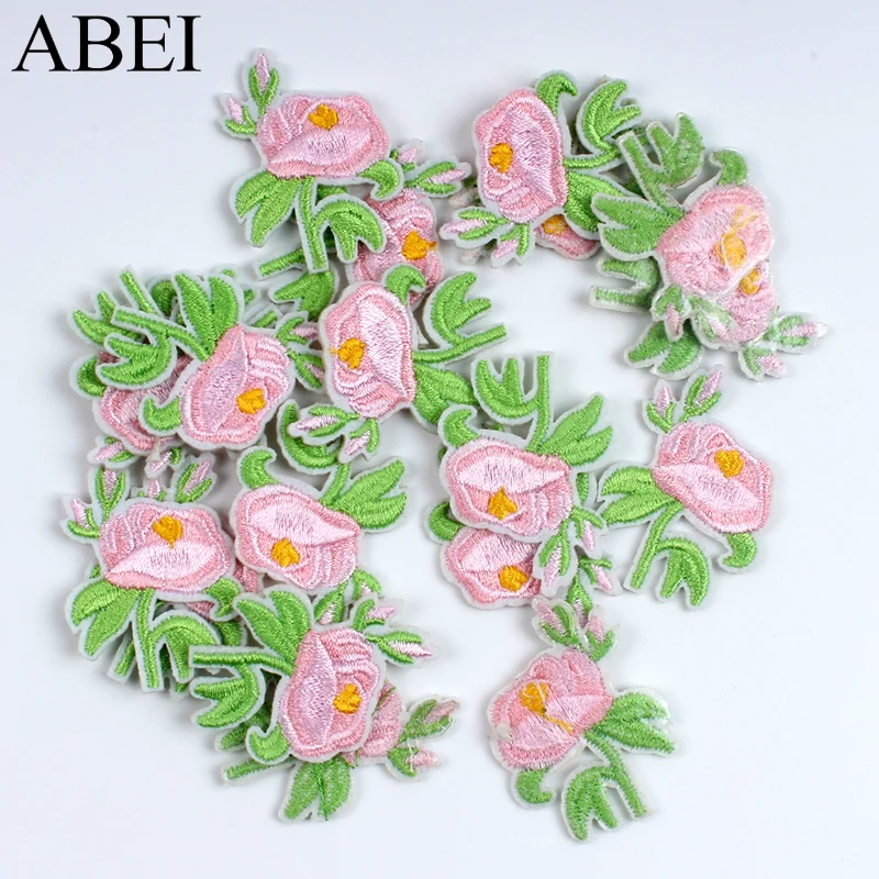 10pcs Cartoon Cute Flower Patches DIY Iron On Stickers For Jeans Backpacks Dress Shirts Handmade Patchwork Crafts Sew Appliques