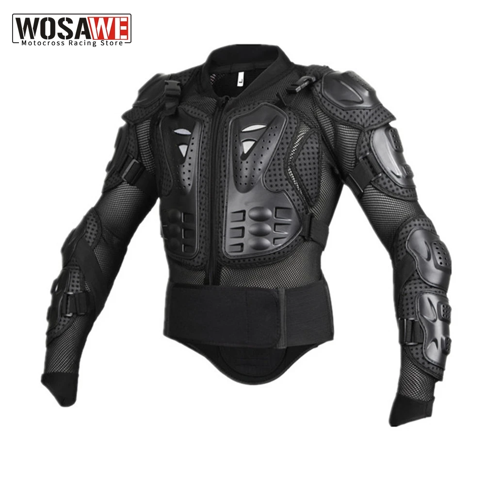 

WOSAWE Professional Motorcycle Body Armor Protector Motocross Kneepads Back Support Spine Chest Shield Protective Jacket Gear