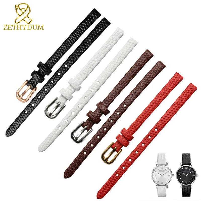 

Genuine leather Watchband womens bracelet 6 8 10 12mm lizards leather watch strap small wristwatches belt Pin buckle