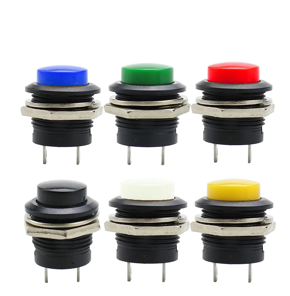 1pcs Push button switch button jog switch R13-507 16MM red green round lockless reset switch