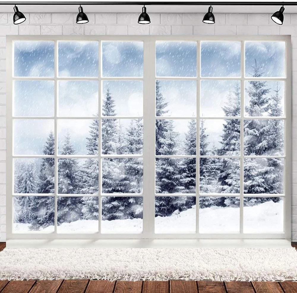 

Winter Wonderland Snow Winter Photography Backdrop Forest Winter Scene For Pictures Christmas Party Decoration Background