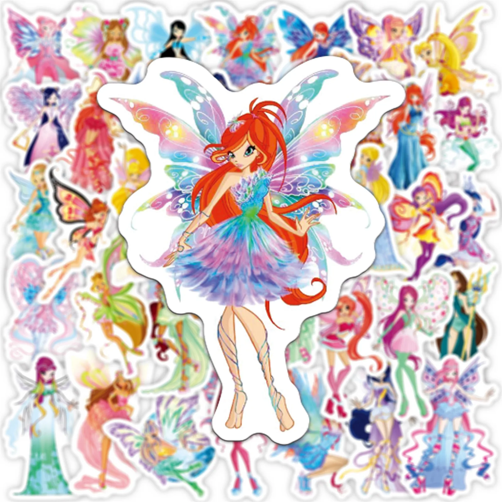 10/30/50PCS Cartoon Butterfly Fairy Personality Graffiti Waterproof Sticker Suitcase NotebookWaterCupHelmetRefrigeratorWholesale