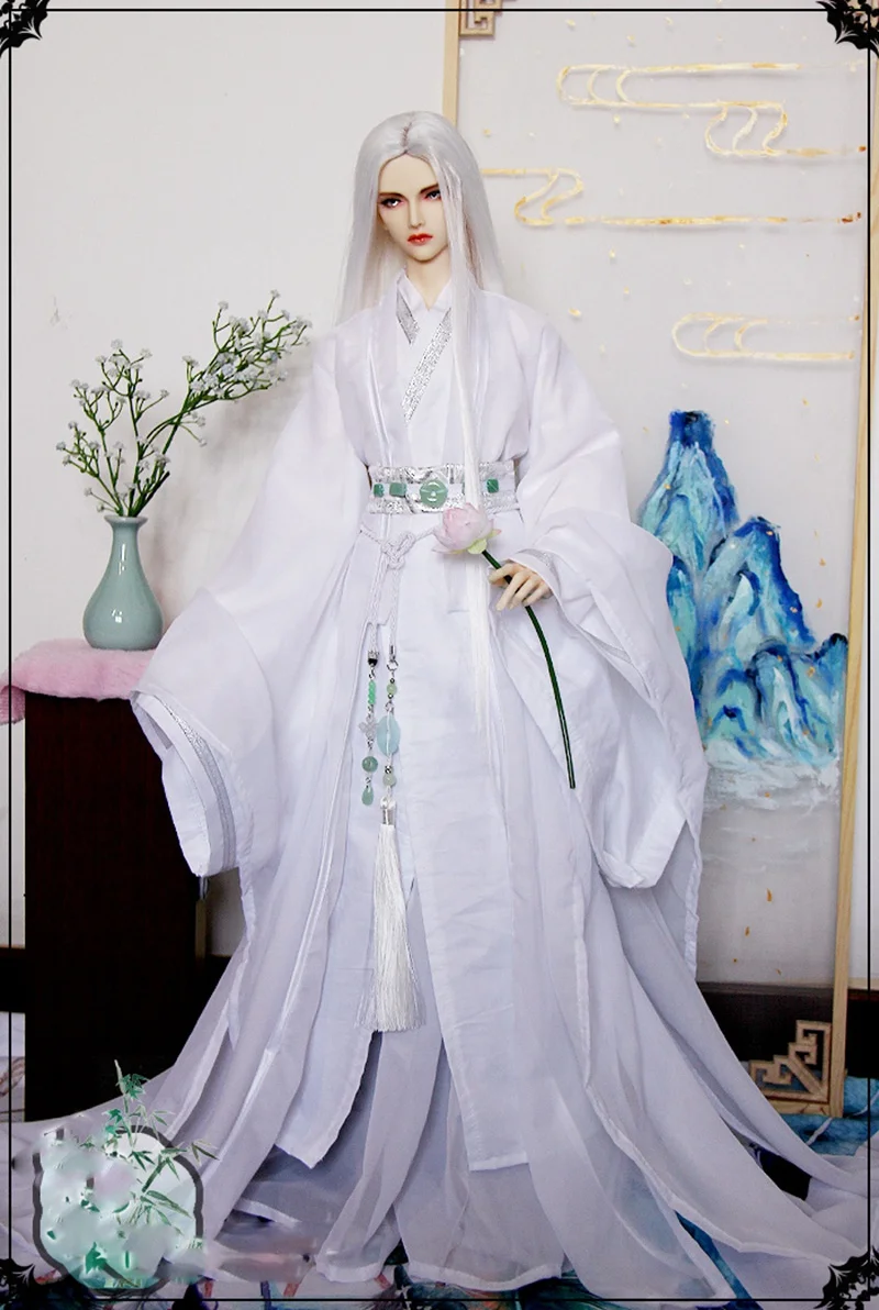 1/3 Scale BJD Clothes White Hanfu Ancient Costume Dress Samurai Outfit For BJD/SD SD13 SSDF ID75 Strong Uncle 80cm Doll B0222