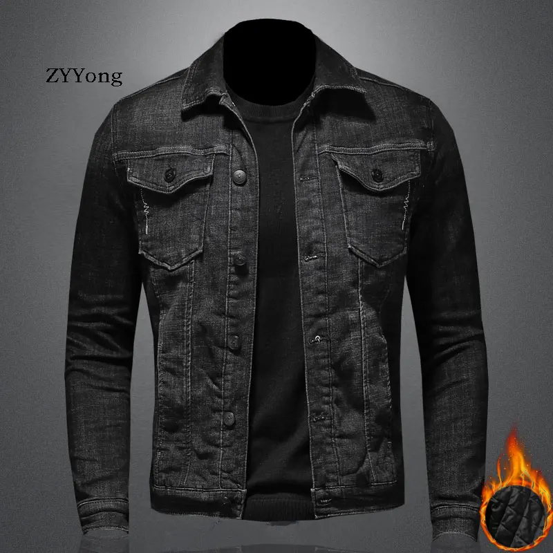 Plus Velvet Thicken Keep Warm Bomber Pilot Black Winter Denim Jacket Men Jeans Coat Motorcycle Casual Clothing Overcoat Outwear