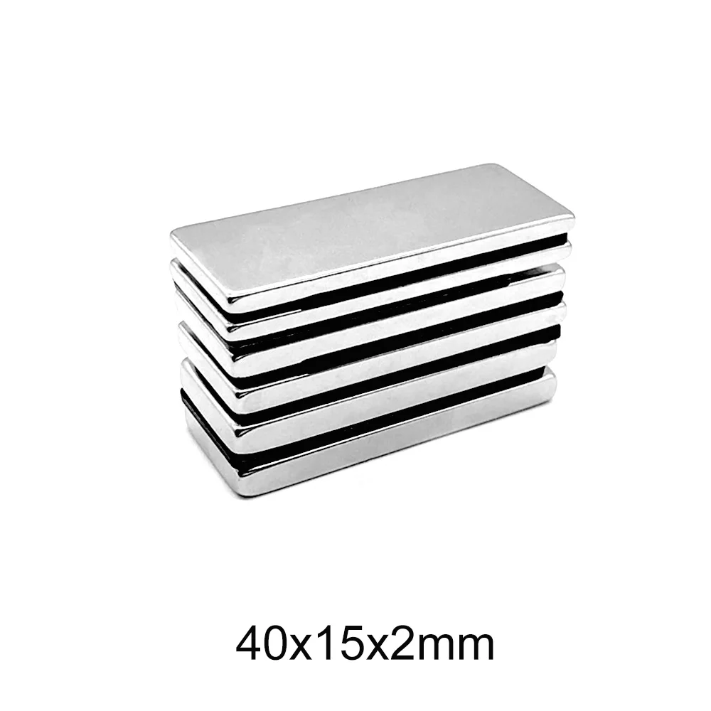 2/5/10/20/50PCS 40x15x2 Powerful Magnets 40mm X 15mm N35 Block Strong Neodymium Magnet 40x15x2mm Permanent Magnet sheet 40*15*2