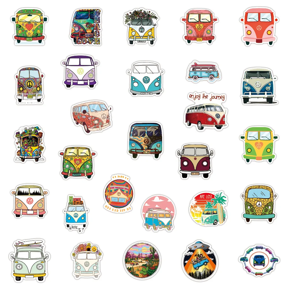 10/30/50Pcs Classic Retro Hippies Bus Cool Jdm Graffiti Stickers Voor Auto Laptop Bagage Skateboards Dagboek briefpapier Sticker