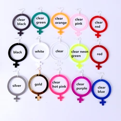 KUGUYS Round Cross Geometric Drop Earrings for Women 15 Colors Clear Neon Mirror Acrylic Fashion Jewelry Trendy Accessories