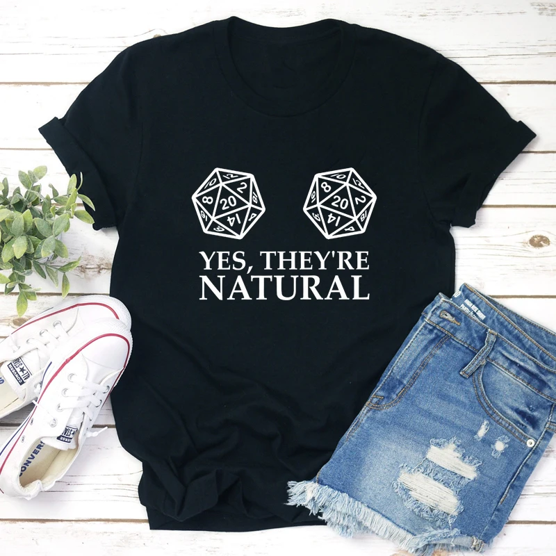 

Yes They're Natural T-shirt Funny Unisex Graphic Tee Shirt Top Casual Women Short Sleeve Hipster Game Tshirt