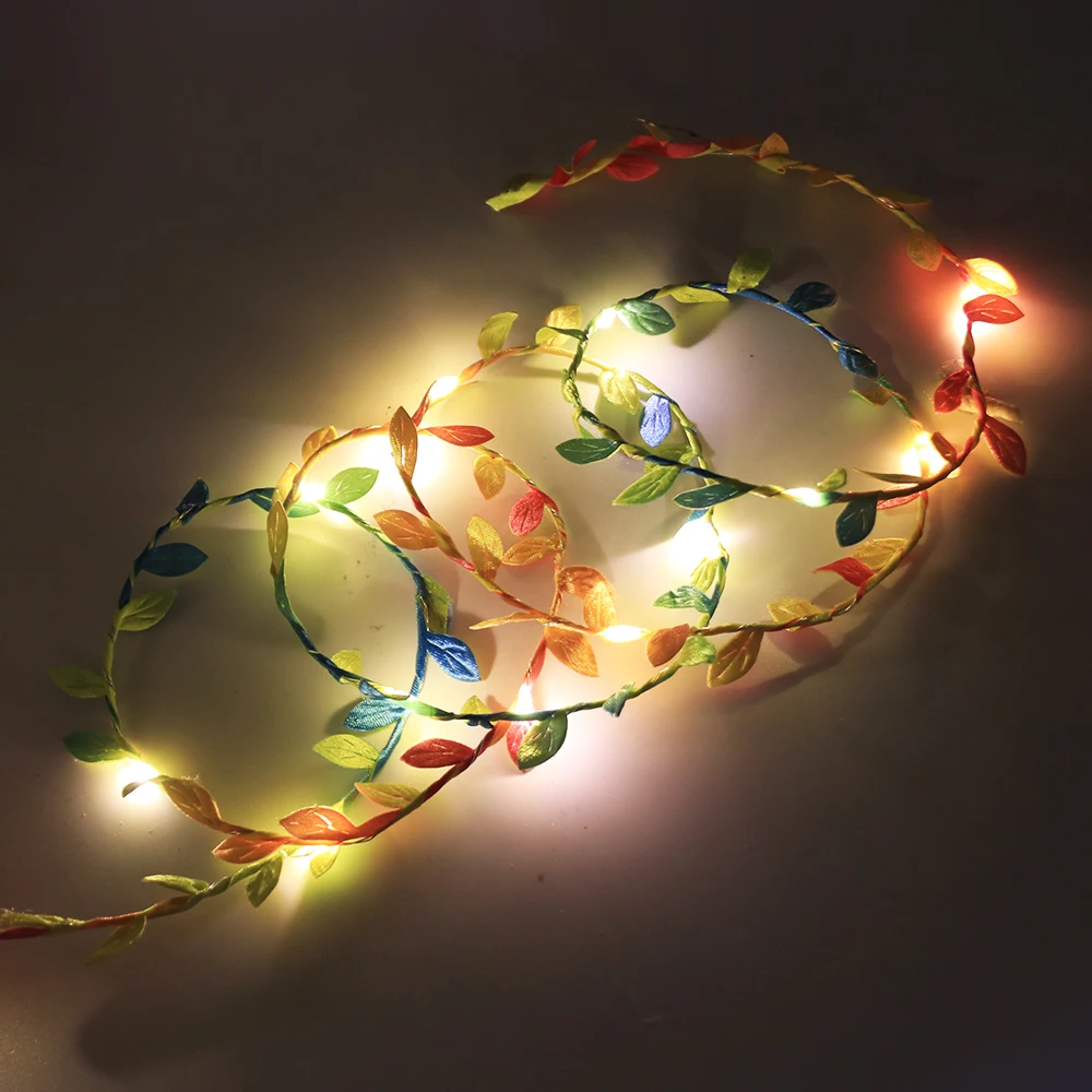 Leaf Garland Fairy String Lights 2M 3M 5M 10M Leaf Twine Copper Battery Operate Led String for Wedding Holiday Party Decoration