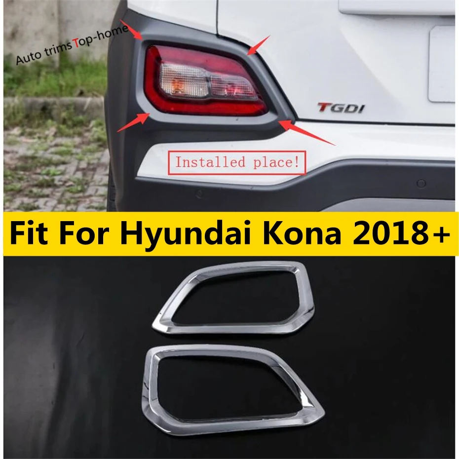 

Chrome Rear Fog Lights Lamps Protection Chromium Styling Cover Trim Fit For Hyundai Kona 2018 - 2023 Exterior Accessories