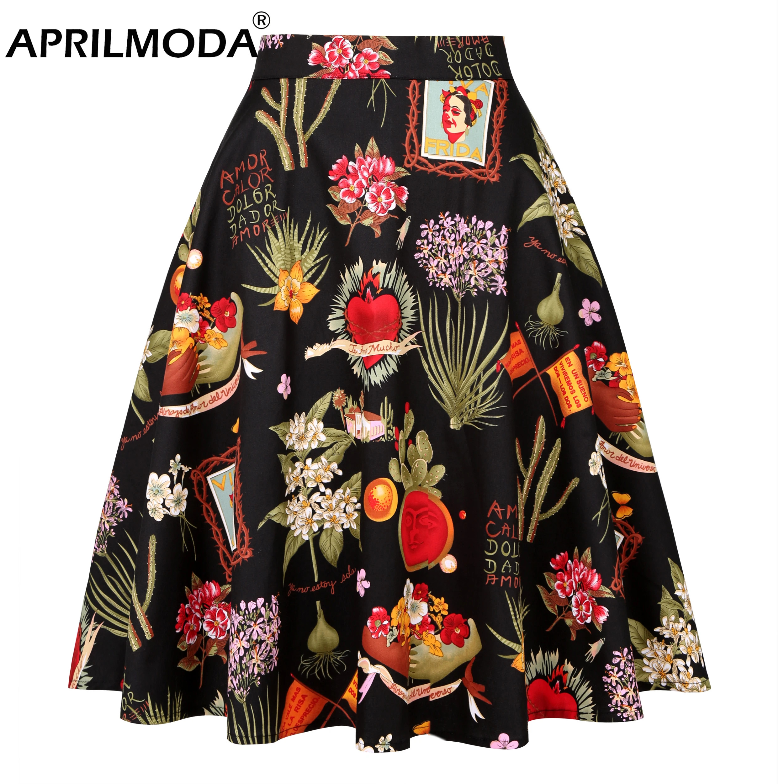 2023 Women Cotton Lemon Printed Short Midi 50s Skirts Yellow High Waist 60s Swing Rockabilly A-line Korean Casual Summer Skirts