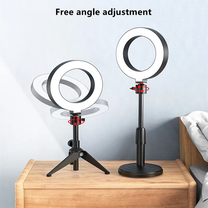 OURFENG Ring Light 3 Colors Led Adjustable With Mobile Holder Support USB Ringlight for Live Video Streaming Studio Makeup