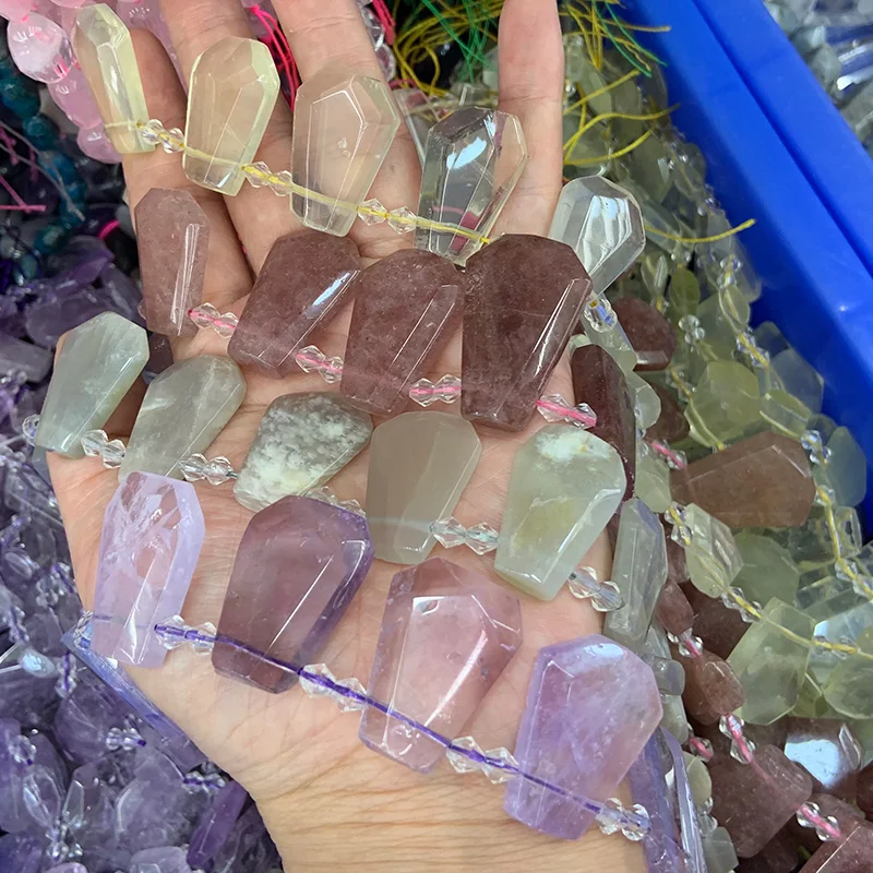 

Natural Amethyst Lemon Quartz Moonstone Stone Beads Top Hole 15'' Irregular DIY Loose Beads For Jewelry Making Beads Necklace