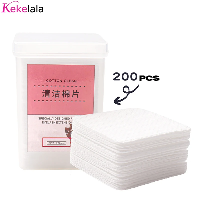 200pcs Lint-Free Cotton Paper Eyelash Extension Glue Remover Anti-clogging Wiper Wipe Glue Bottle Mouth Clean Pads Makeup Tools