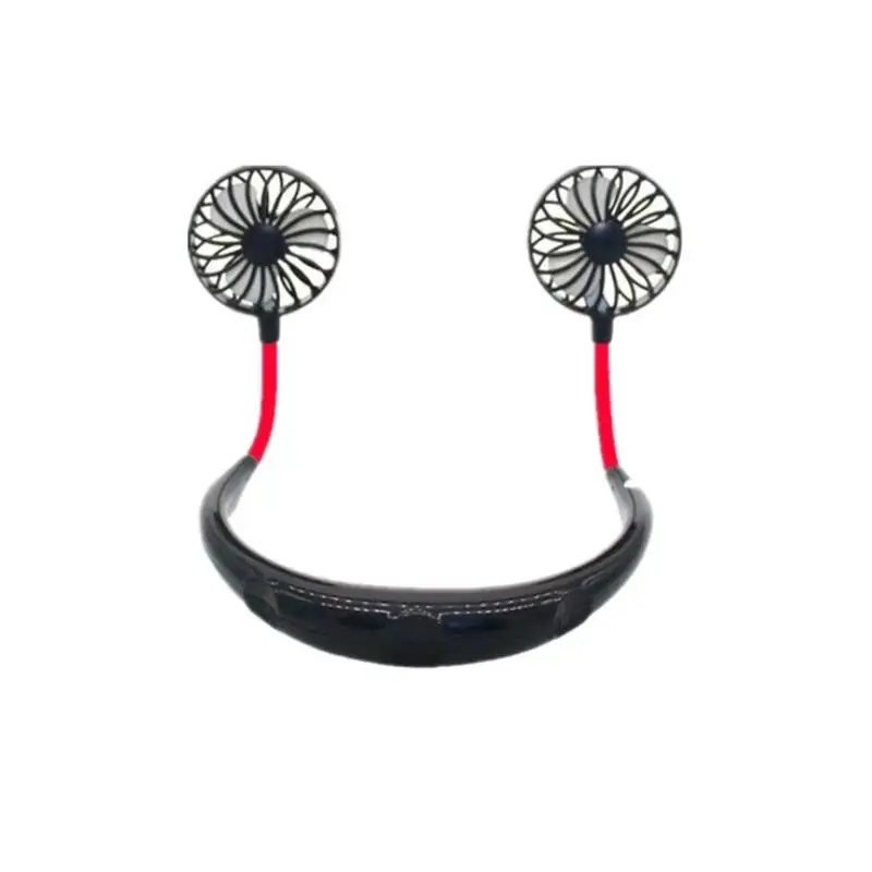 Hand Free Fan Sports Portable USB Rechargeable Dual Mini Air Cooler Summer Neck Hanging Fan Party Favor LX2409