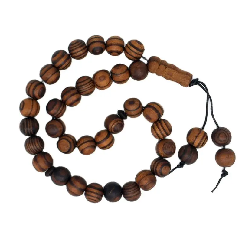 12mm Pine Wood 33 Prayer Beads Islamic Muslim Tasbih Subhah Masbahah Misbahah Allah Muhammad Rosary