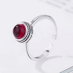 2023 New Arrival Elegant Red Agate Stone Thai Silver Ladies Wedding Ring Jewelry For Women Gift Never Fade