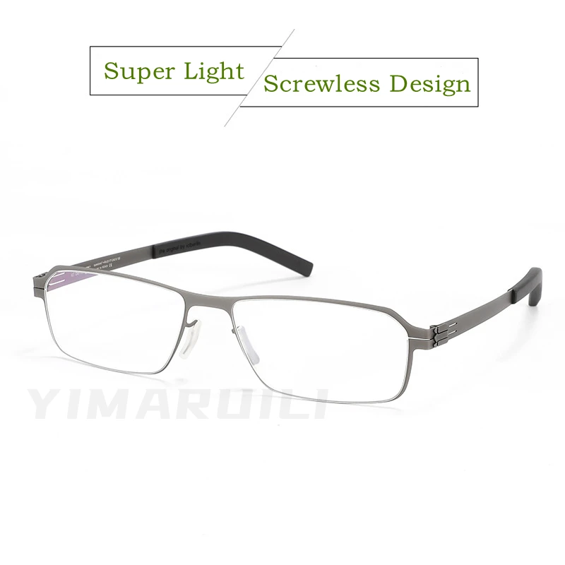 YIMARUILI Screwless Design Alloy Ultralight Retro Myopia And Hyperopia Glasses Optical Prescription Eyeglasses Frame Men's LDBG1