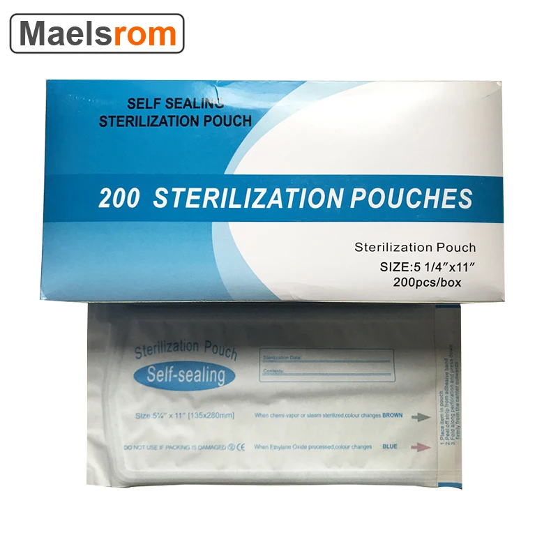 

Medical-grade Sterilization Pouches Bags Self-sealing 6 Sizes Bag Disposable 200pcs/box Nail Art Tools Accessories Blue