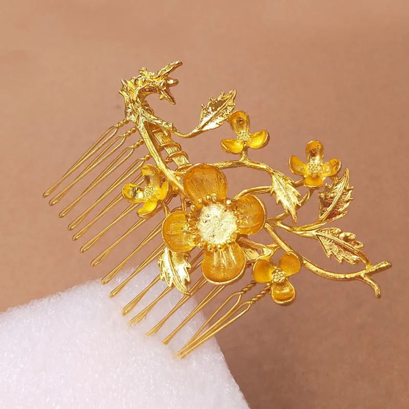 10pcs Flower Leaf Branch Metal Wired Hair Comb Clips Tiaras Beads Caps for Hair Jewelry 15 Teeth Bridal Wedding Veil Side Combs