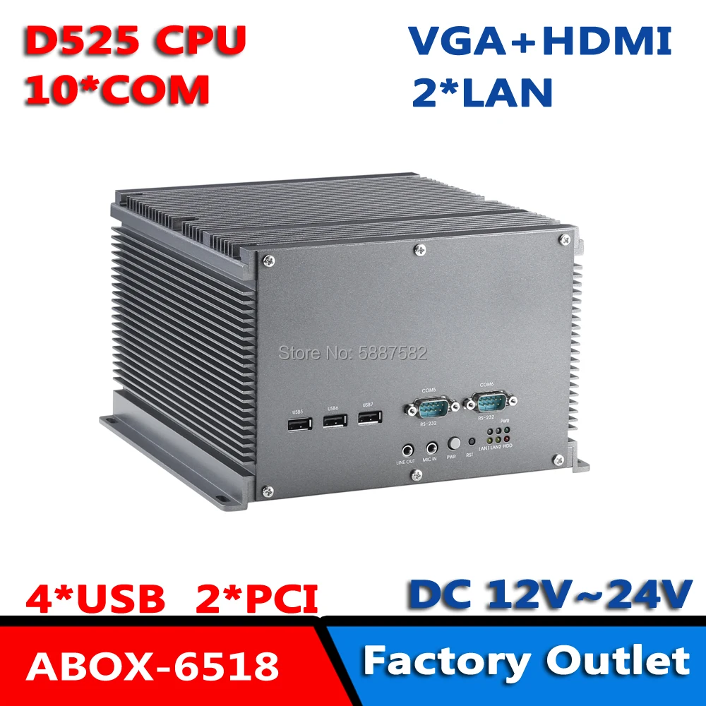 2*PCI /PCIx1 Atom D525 CPU Embedded Rugged Fanless Computing For Marine PC