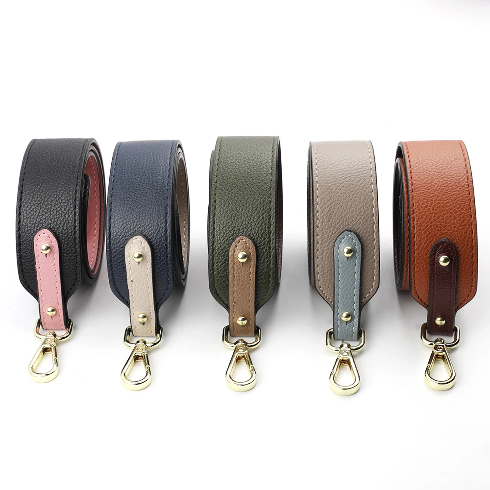 95cm Genuine Cow Leather Double-sided Bag Strap Wide Shoulder Strap DIY Cross Body Adjustable Belt Replacement Obag Accessories