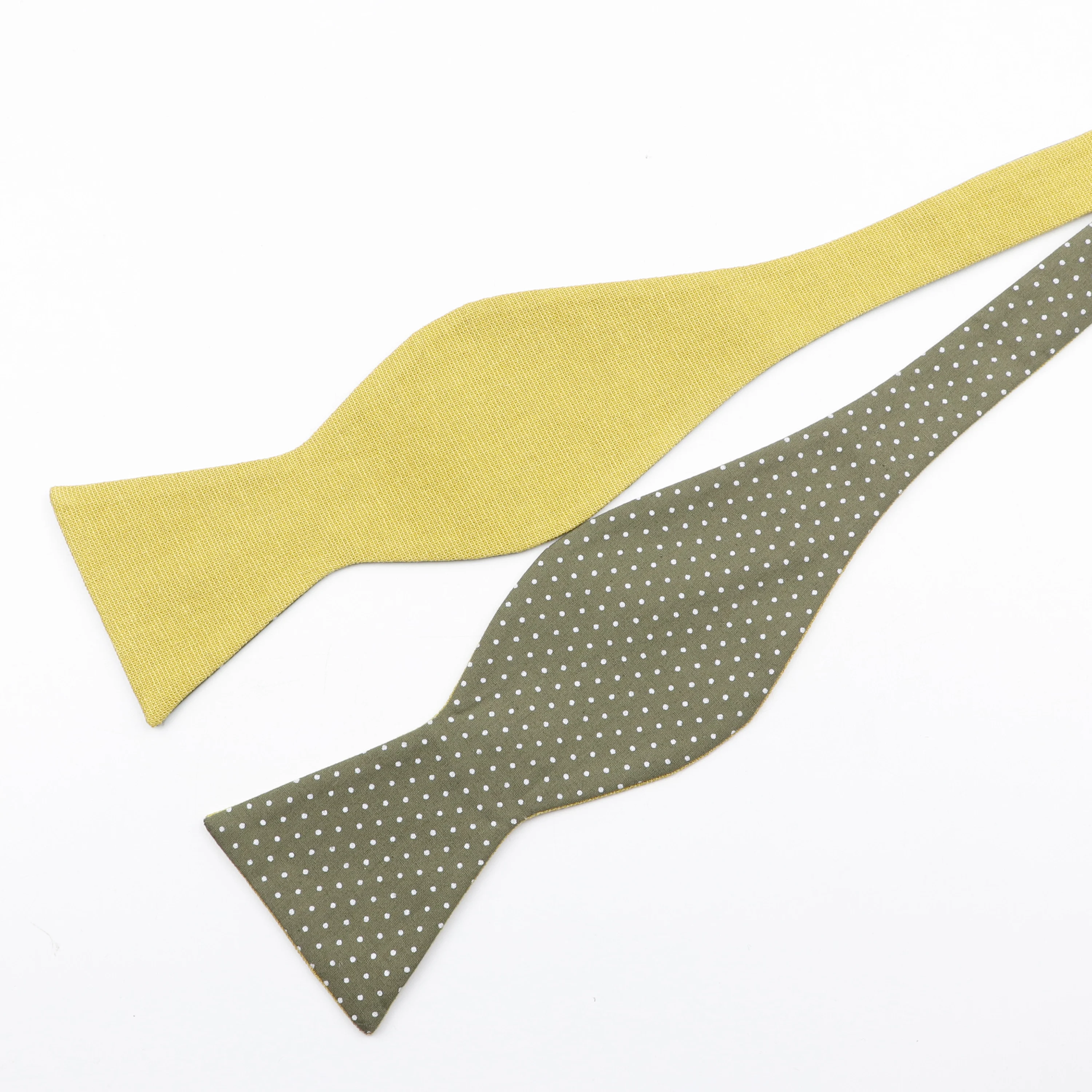 New Fashion Two-Color Adjustable Self Bow Tie Men\'s 100% Cotton Dot Floral Solid Butterfly Wedding Party Double Sides Available