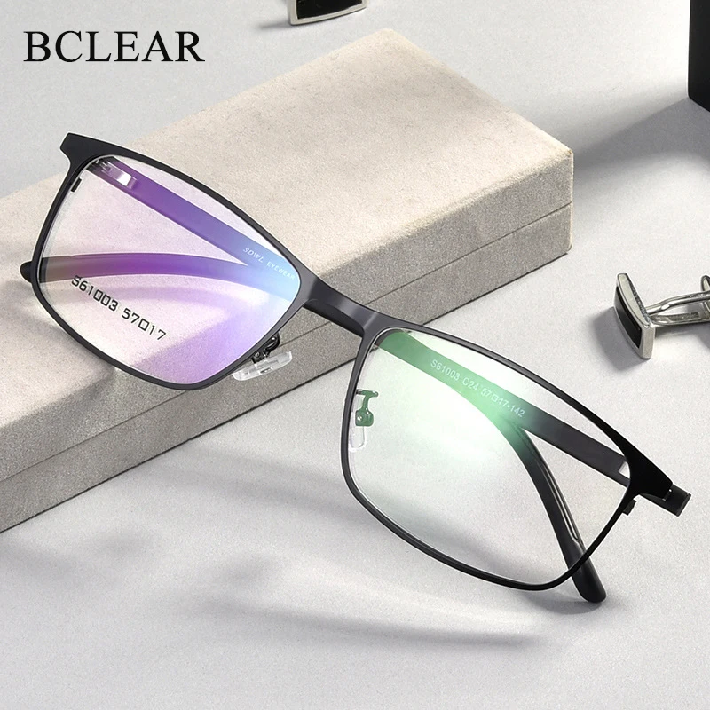 BCLEAR Classic Fashion Men Alloy Optical Frame TR90 Legs Male Spectacle Eyeglasses Frames With Spring Hinges Big Face Eyewear