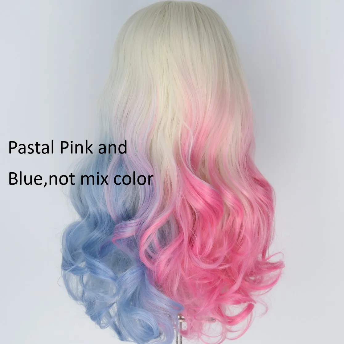 Miss U Hair Long Curly Blue Pink Blond Color Middle Parting Halloween Cosplay Movie Women Wig