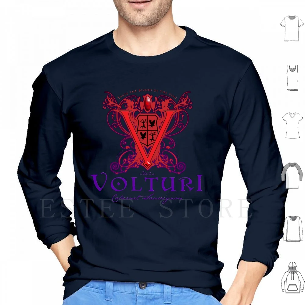 Sudaderas con capucha Volturi de manga larga con diseño de vino, Edward, vampiro, Bella, Jacob, Lobos, Cabernet Sauvignon, Luna Nueva, Volturi