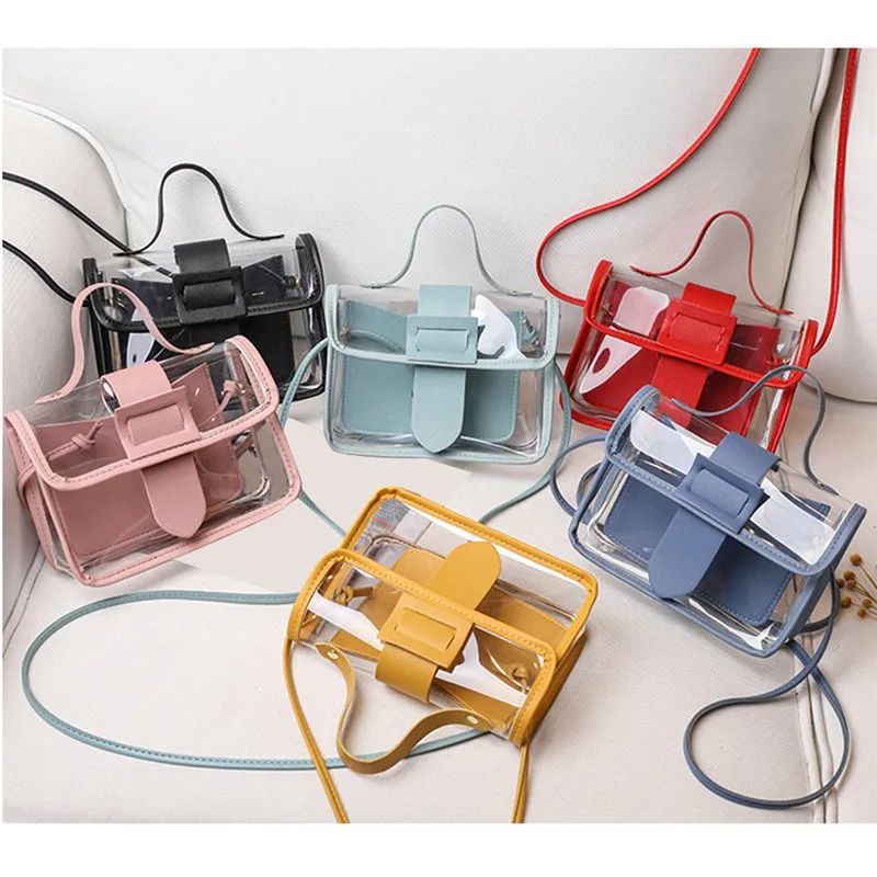 2023 Design Luxury Handbag Women Transparent Bucket Bag Clear PVC Jelly Small Shoulder Bag Female Crossbody Messenger Bags